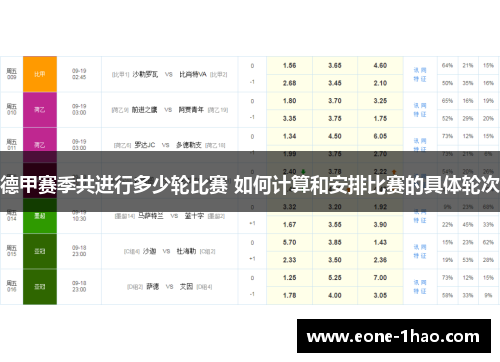 德甲赛季共进行多少轮比赛 如何计算和安排比赛的具体轮次